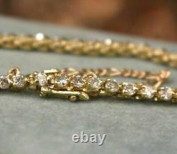 Estate Vintage 14K Yellow Gold Over 17Ct Ladies Diamond Tennis Bracelet 7 inch