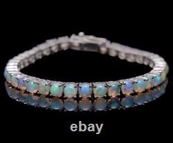 Ethiopian Fire Round Opal Gemstone Tennis Bracelet 925 Sterling Silver Jewelry