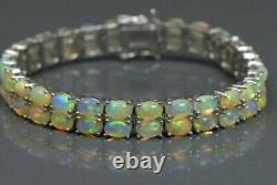 Ethiopian Opal Tennis Bracelet 925 Sterling Silver 2 Layer Opal Bracelet Jewelry