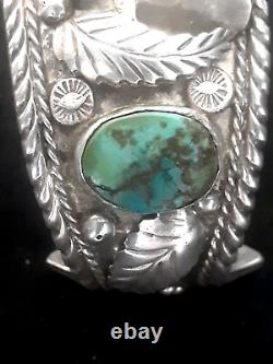 Excellent Old Pawn Heavy Navajo Bracelet Sterling Silver Large Turquoise & Coral