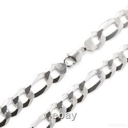 Figaro 13MM Sterling Silver Italian Solid Chain Necklace or Bracelet 925 Italy