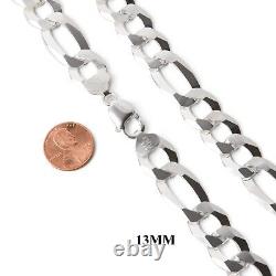 Figaro 13MM Sterling Silver Italian Solid Chain Necklace or Bracelet 925 Italy