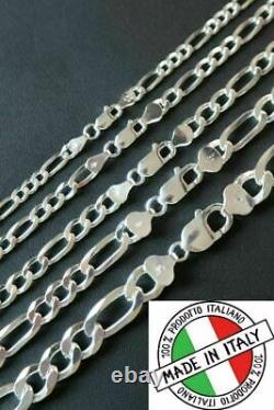 Figaro Link Chain Or Bracelet (2.5-10mm) Solid 925 Sterling Silver UNPLATED