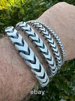 Franco Bracelet Black Oxidized Real 925 Sterling Silver Box Clasp 4-10mm Mens