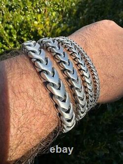 Franco Bracelet Black Oxidized Real 925 Sterling Silver Box Clasp 4-10mm Mens