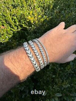 Franco Bracelet Black Oxidized Real 925 Sterling Silver Box Clasp 4-10mm Mens
