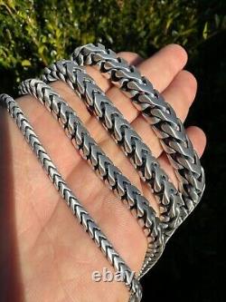 Franco Bracelet Black Oxidized Real 925 Sterling Silver Box Clasp 4-10mm Mens
