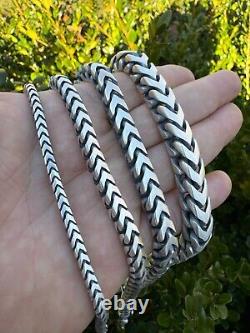 Franco Bracelet Black Oxidized Real 925 Sterling Silver Box Clasp 4-10mm Mens