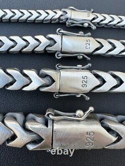 Franco Bracelet Black Oxidized Real 925 Sterling Silver Box Clasp 4-10mm Mens