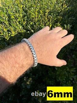Franco Bracelet Black Oxidized Real 925 Sterling Silver Box Clasp 4-10mm Mens