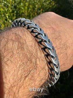 Franco Bracelet Black Oxidized Real 925 Sterling Silver Box Clasp 4-10mm Mens