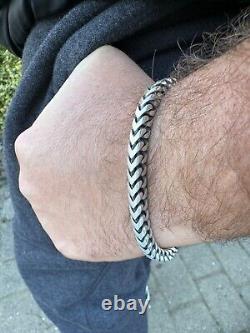 Franco Bracelet Black Oxidized Real 925 Sterling Silver Box Clasp 4-10mm Mens