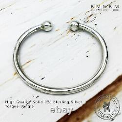 Free Engraving 925 Silver Mens Torque Bangle Bracelet HeavyQualitySolid