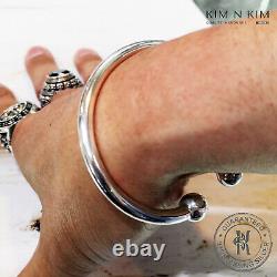 Free Engraving 925 Silver Mens Torque Bangle Bracelet HeavyQualitySolid