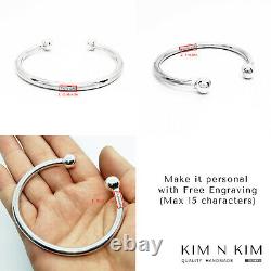 Free Engraving 925 Silver Mens Torque Bangle Bracelet HeavyQualitySolid