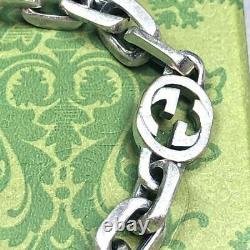 GUCCI Interlocking Bracelet G Logo Chain Only Sterling Silver. 925 Auth Used F/S