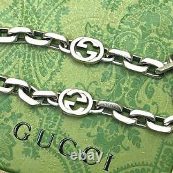 GUCCI Interlocking Bracelet G Logo Chain Only Sterling Silver. 925 Auth Used F/S