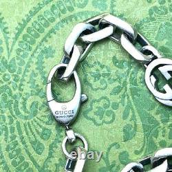 GUCCI Interlocking Bracelet G Logo Chain Only Sterling Silver. 925 Auth Used F/S
