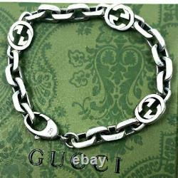 GUCCI Interlocking Bracelet G Logo Chain Only Sterling Silver. 925 Auth Used F/S