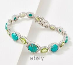 Generation Gem Sterling Silver Turquoise & Peridot Bracelet 7-1/4 QVC $245.00