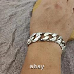 Genuine 925 Sterling Silver 20mm Curb Link Chain Men's Bracelet 8.66inch