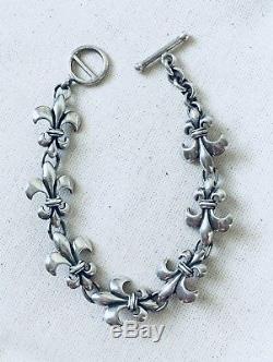 Genuine MIGNON FAGET fleur de lis linking bracelet-sterling silver