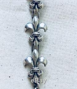 Genuine MIGNON FAGET fleur de lis linking bracelet-sterling silver