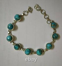 Genuine Turquoise Bracelet 925 Sterling Silver Tennis Bracelet Charm Bracelet