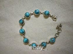 Genuine Turquoise Bracelet 925 Sterling Silver Tennis Bracelet Charm Bracelet