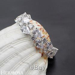 Genuine White Topaz Hermosa 925 Sterling Silver Luxury Xmas Gifts Bracelet 8