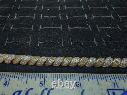 Gold Over Sterling Silver/Bar CZ Tennis Bracelet Marked/Tested+