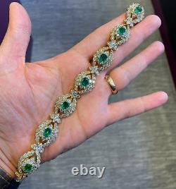 Gold Plated Bracelet Vintage Jewelry 925 Sterling Silver Emerald Floral Motifs