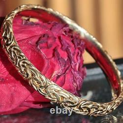 Gold over 925 sterling silver bracelet 8.0 byzantine bangle handmade 16.3gr