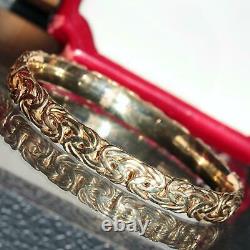 Gold over 925 sterling silver bracelet 8.0 byzantine bangle handmade 16.3gr