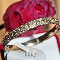 Gold over 925 sterling silver bracelet 8.0 byzantine bangle handmade 16.3gr