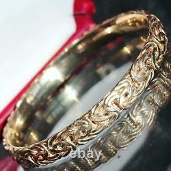 Gold over 925 sterling silver bracelet 8.0 byzantine bangle handmade 16.3gr