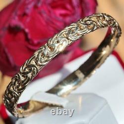 Gold over 925 sterling silver bracelet 8.0 byzantine bangle handmade 16.3gr