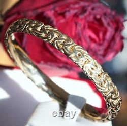 Gold over 925 sterling silver bracelet 8.0 byzantine bangle handmade 16.3gr