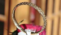 Gold over 925 sterling silver bracelet 8.0 byzantine bangle handmade 16.3gr