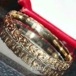 Gold over 925 sterling silver bracelet 8.0 byzantine bangle handmade 16.3gr