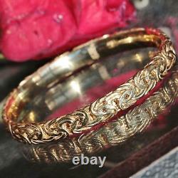 Gold over 925 sterling silver bracelet 8.0 byzantine bangle handmade 16.3gr