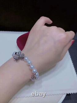 Gorgeous 9-10mm south sea round white pearl bracelet 7.5-8