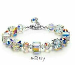 Gorgeous Aurora Austria Bracelet with Crystals 18K White Gold Adjustable 7-9