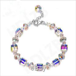 Gorgeous Aurora Austria Bracelet with Crystals 18K White Gold Adjustable 7-9