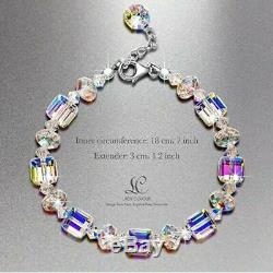 Gorgeous Aurora Austria Bracelet with Crystals 18K White Gold Adjustable 7-9