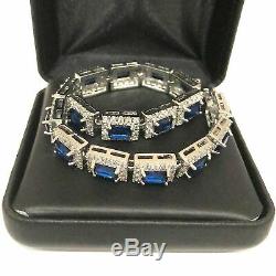 Gorgeous Blue Sapphire Diamond Bracelet Women Wedding Engagement Jewelry Gift 7