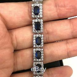 Gorgeous Blue Sapphire Diamond Bracelet Women Wedding Engagement Jewelry Gift 7