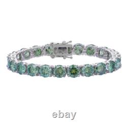 Green VVS1 Moissanite Tennis Chain Bracelet 925 Sterling Silver Passes Tester