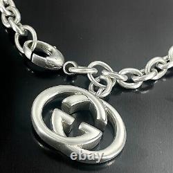 Gucci GG interlocking Charm Bracelet Oval link Chain Sterling Silver 925