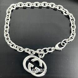 Gucci GG interlocking Charm Bracelet Oval link Chain Sterling Silver 925